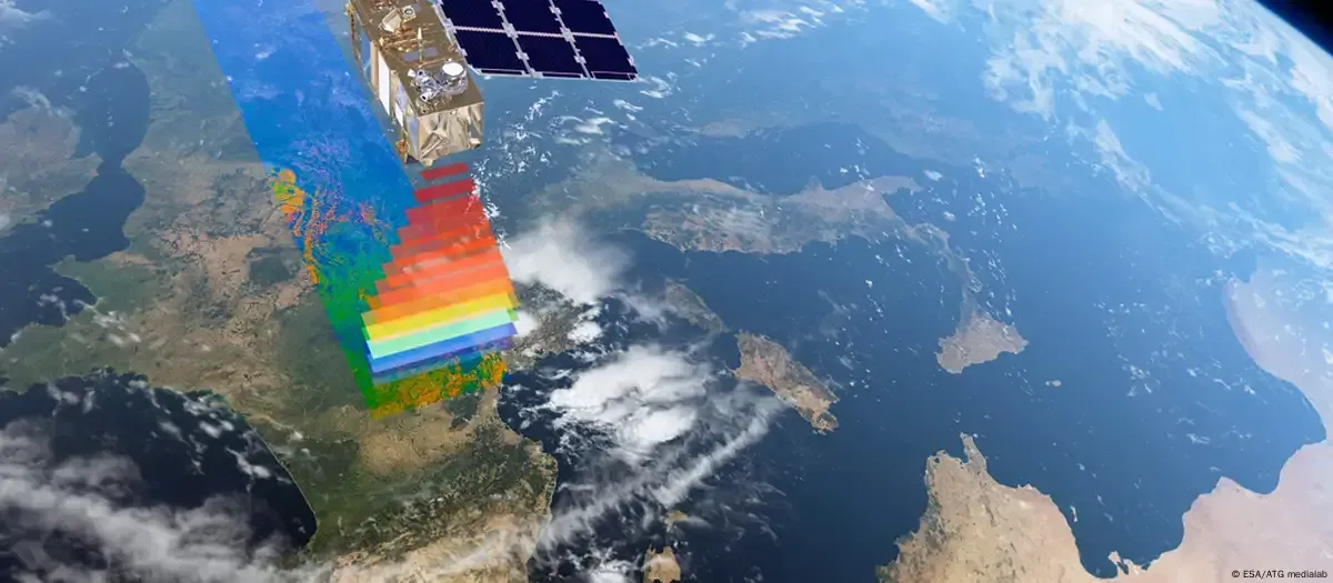 Vue d'artiste de Sentinel-2 en orbite
