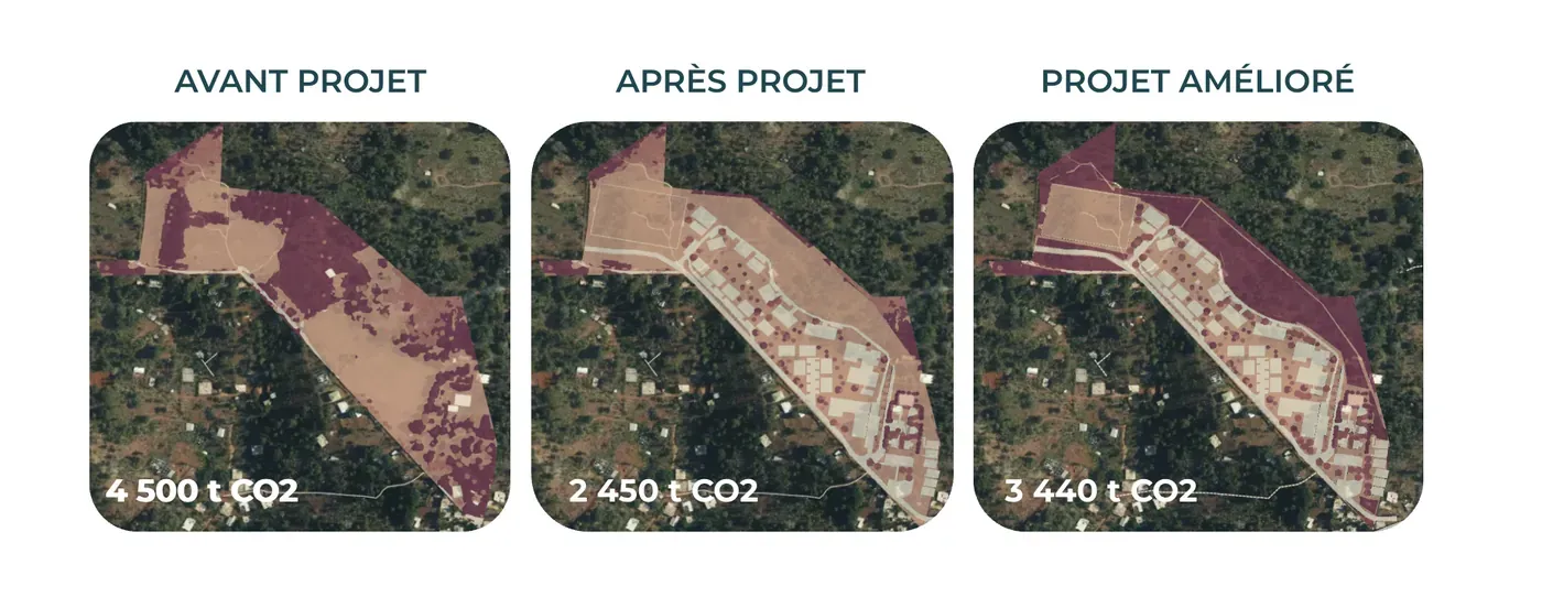 Analyse comparative du stock carbone avant et après projet, pré- et post- optimisation