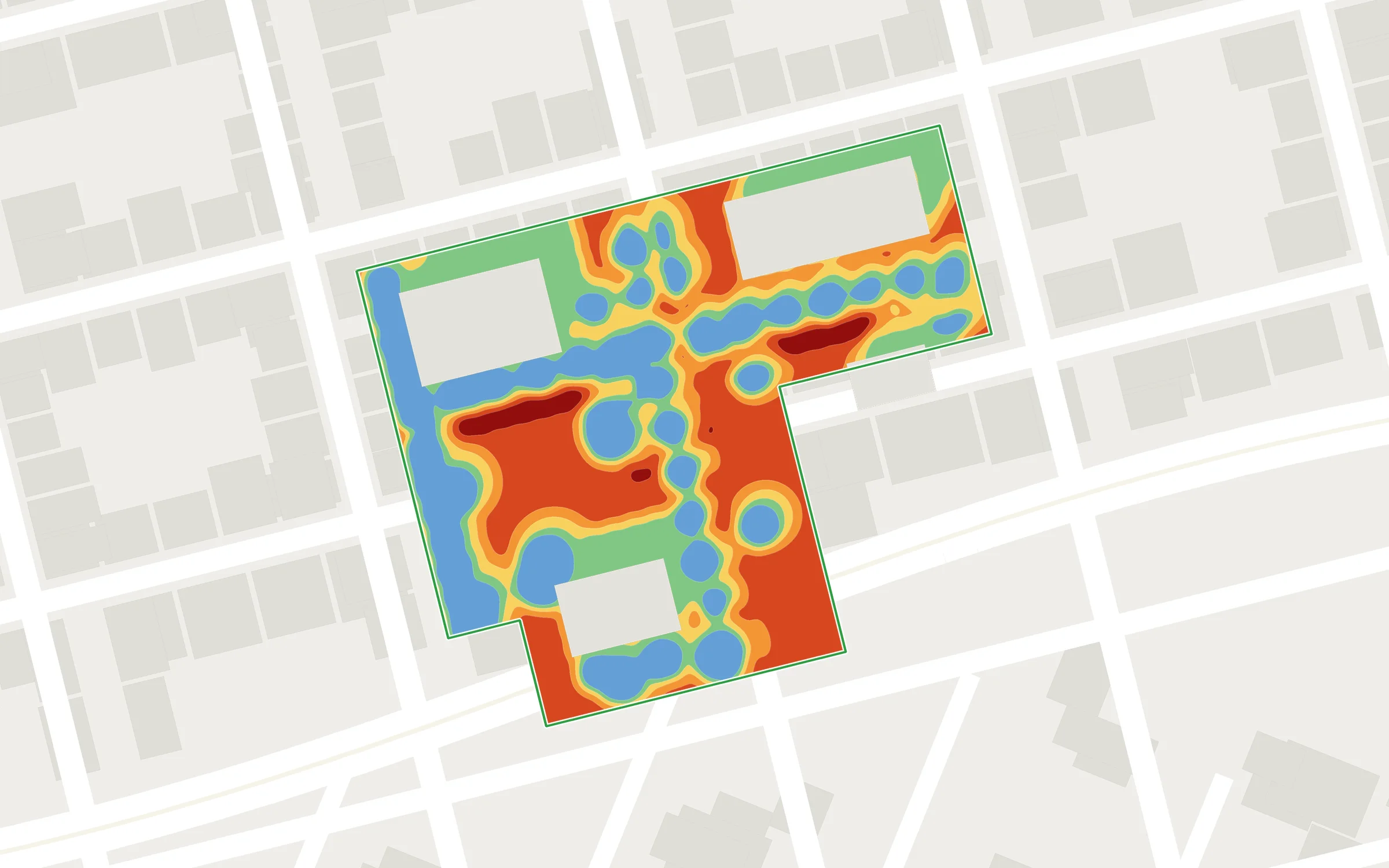 Résultat de la simulation : carte de température ressentie après projet